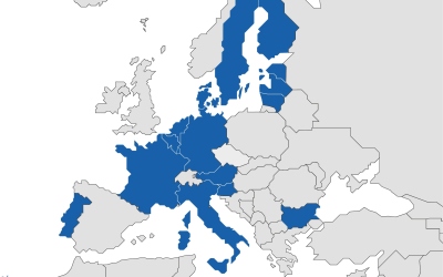 Ühtse toimega patendi riigid Euroopa kaardil